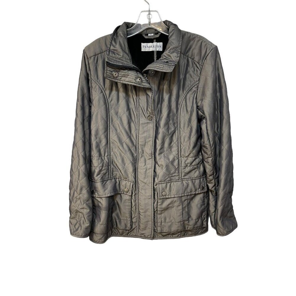 Pendleton Quilted Coat Womens XS Jacket Diamond Coat Green Fleece Lined